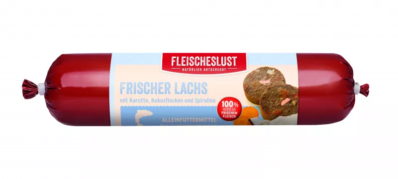 Frischer Lachs mit Rind, Karotten, Kürbis und Kokos 800g